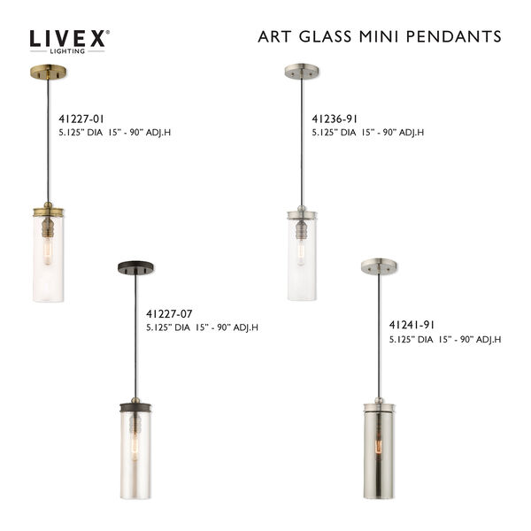 Art Glass Mini Pendants Antique Brass 5-Inch One-Light Mini Pendant with Champagne Glass, image 5