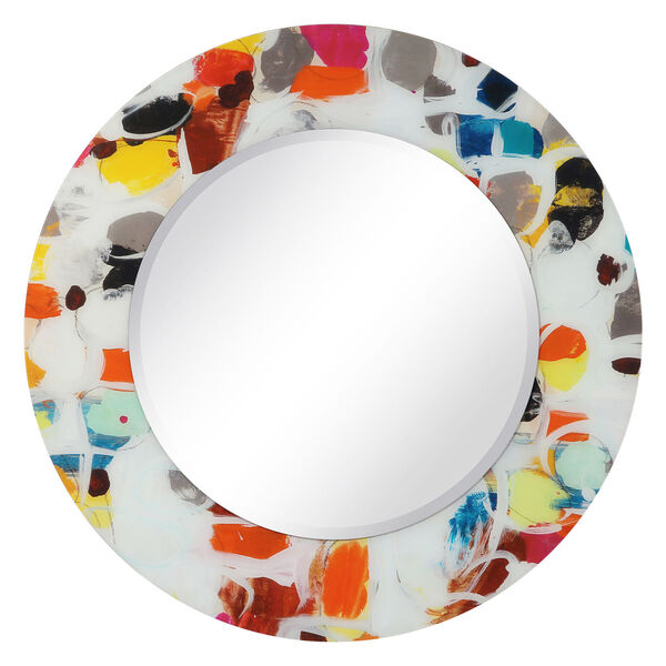 Party Multicolor 48 x 48-Inch Round Beveled Wall Mirror, image 4