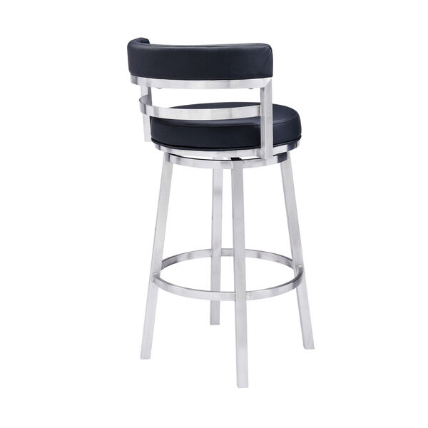 Madrid Black and Stainless Steel 30-Inch Bar Stool, image 3