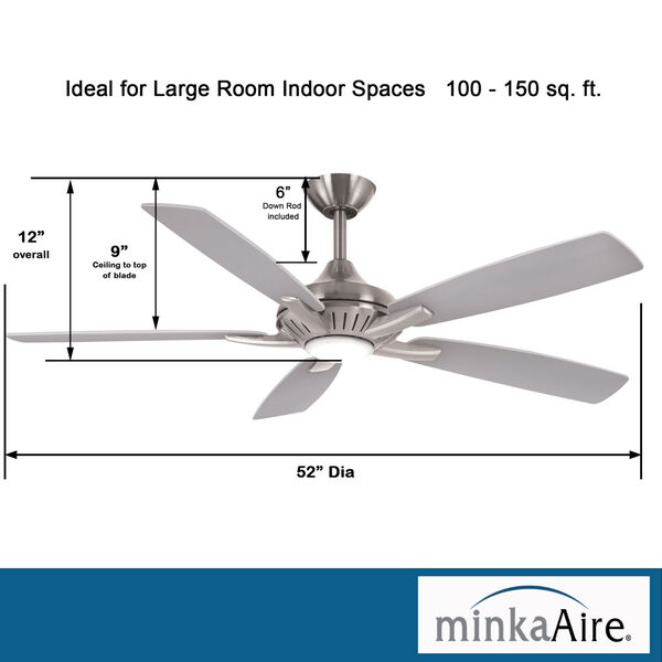 Dyno Brushed Nickel And Silver 52-Inch Led Ceiling Fan, image 5