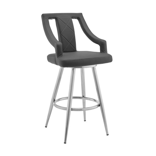 Maxen Brushed Stainless Steel Gray Counter Stool, image 1