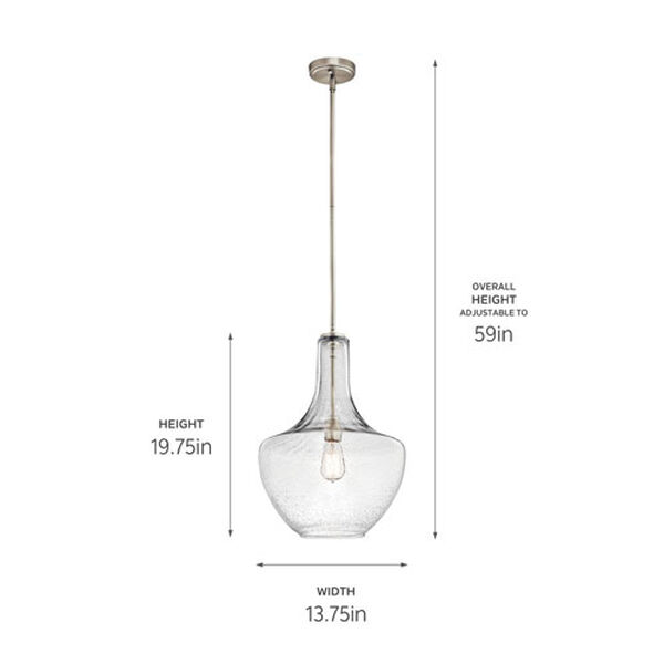 Nicholson Brushed Nickel One-Light Pendant with Clear Seeded Glass, image 6