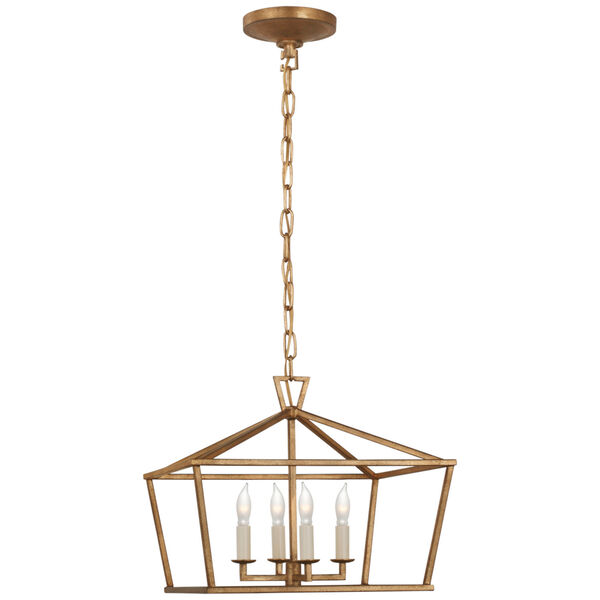 Darlana Small Wide Semi-Flush Mount Lantern in Gilded Iron by Chapman  and  Myers, image 1