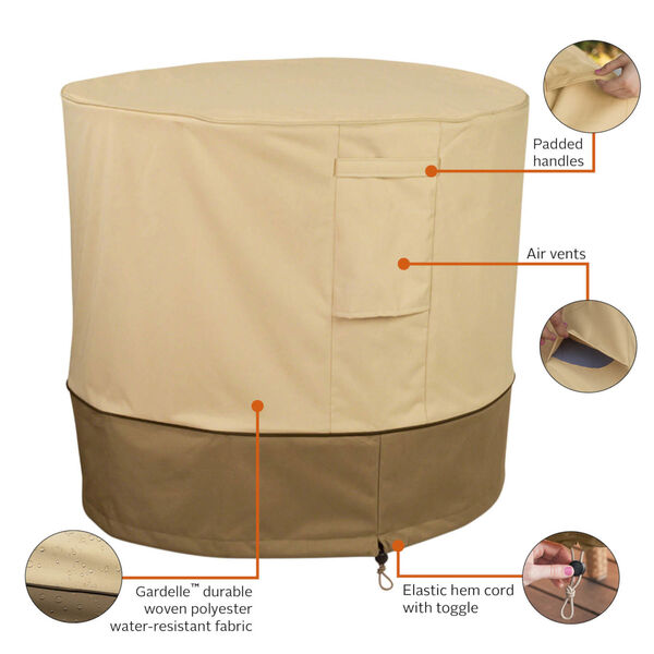 Ash Beige and Brown Round Air Conditioner Cover, image 2