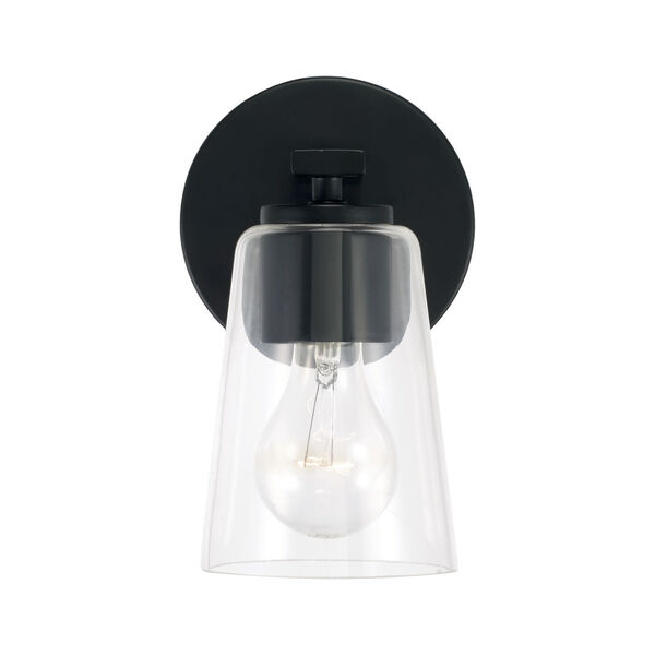 Portman Matte Black One-Light Sconce with Clear Glass, image 4