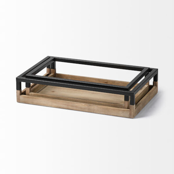Ross Natural and Black Nesting Tray, Set of 2, image 2