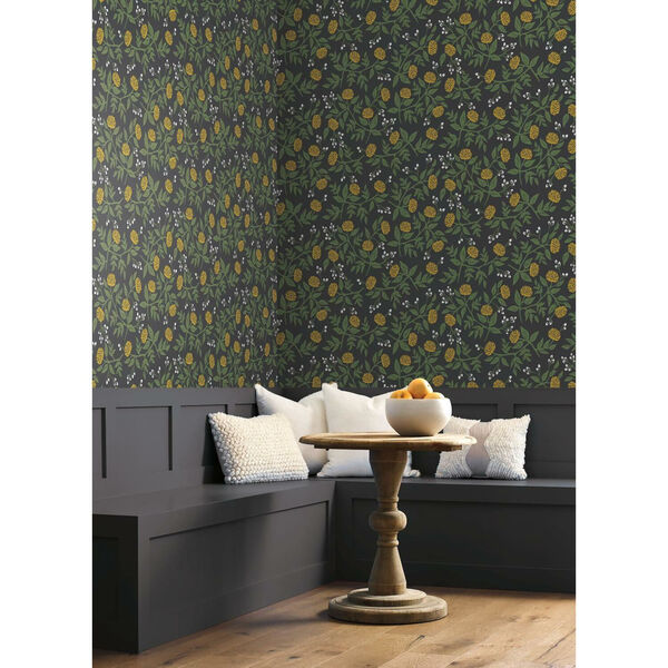 Rifle Paper Co. Black and Gold Peonies Wallpaper, image 1