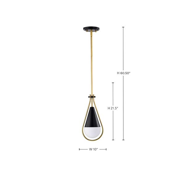 Admiral Matte Black One-Light Pendant with White Opal Glass, image 4