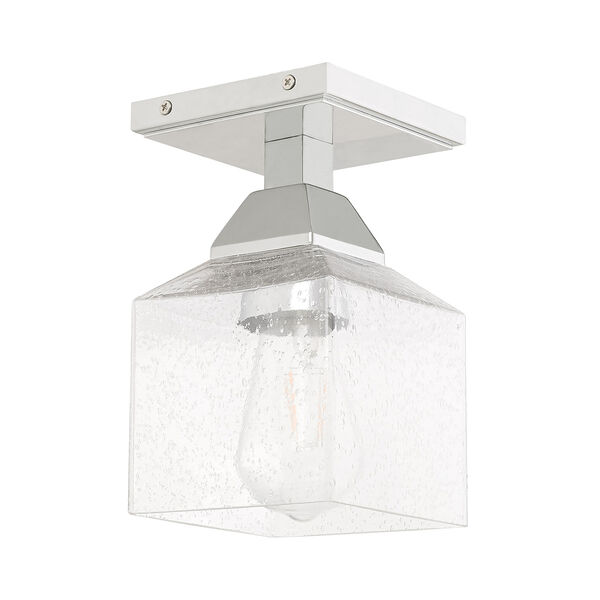 Aragon Polished Chrome 5-Inch One-Light Ceiling Mount with Hand Blown Clear Seeded Glass, image 2