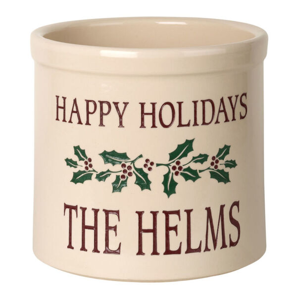 Personalized Bristol Crock Multicolour Holiday Holly Two Gallon Stoneware Crock, image 2