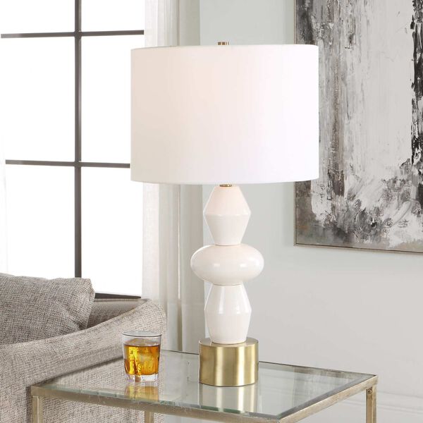 Architect Ivory and Antique Brushed Brass Table Lamp, image 2