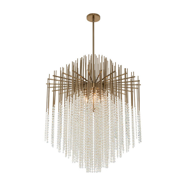 Estrella Brushed Champagne Gold Eight-Light Pendant with Firenze Crystal, image 1