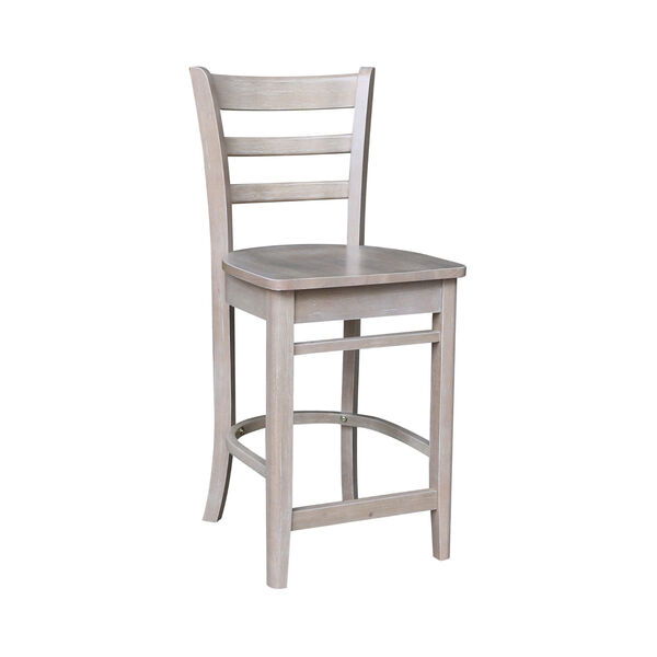 Washed Gray Taupe 30-Inch Round Pedestal Gathering Height Table with Two Counter Stool, Three-Piece, image 4