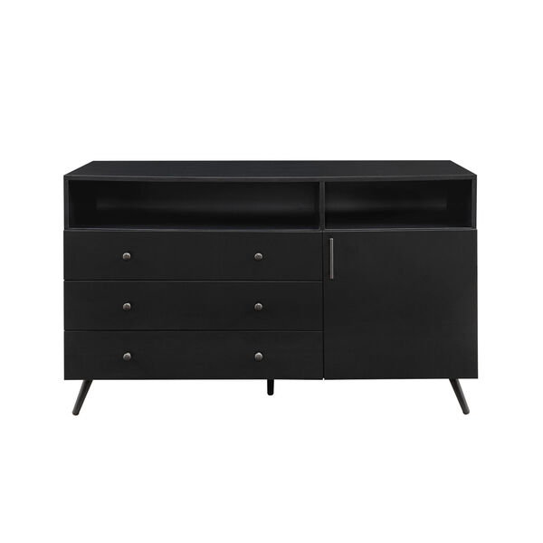 Asher Solid Black Three-Drawer One-Door Sideboard, image 2