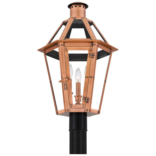 Burdett Aged Copper Three-Light Outdoor Post Lantern, image 4