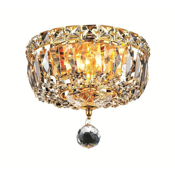 Tranquil Gold Eight-Inch Two-Light Flush Mount with Royal Cut Crystal, image 1