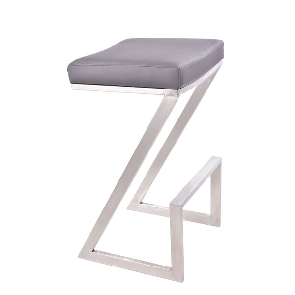 Atlantis Gray and Stainless Steel 26-Inch Counter Stool, image 1