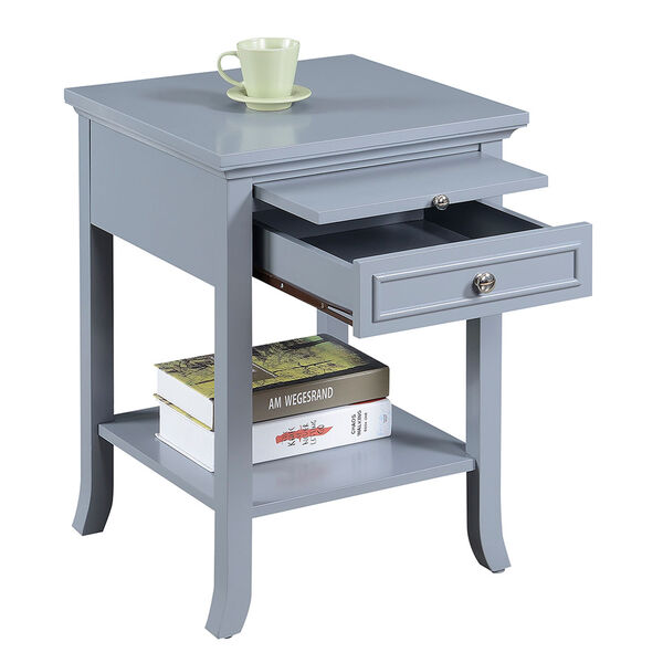 American Heritage Gray Logan End Table with Drawer and Slide, image 3