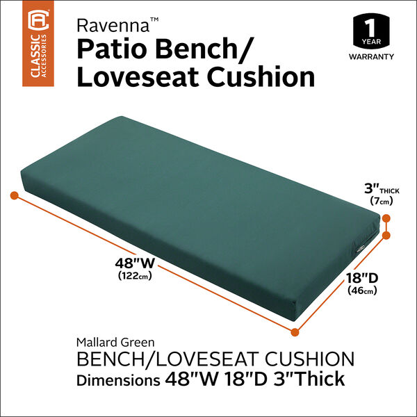 Maple Mallard Green 48 In. x 18 In. Patio Bench Settee Cushion, image 3