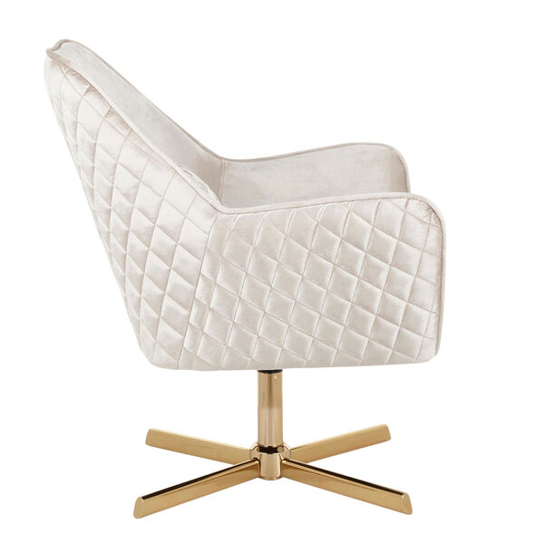 Diana Gold and Champaign Arm Accent Chair with 360 Degree Swivel, image 2