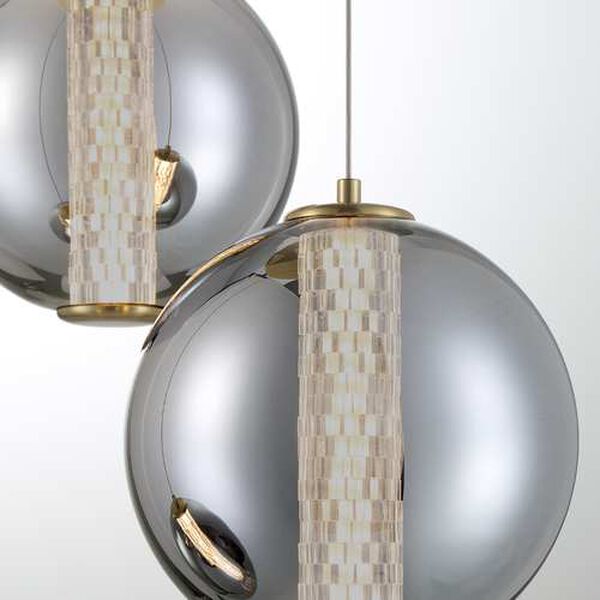 Atomo Gold Three-Light Integrated LED Pendant, image 3
