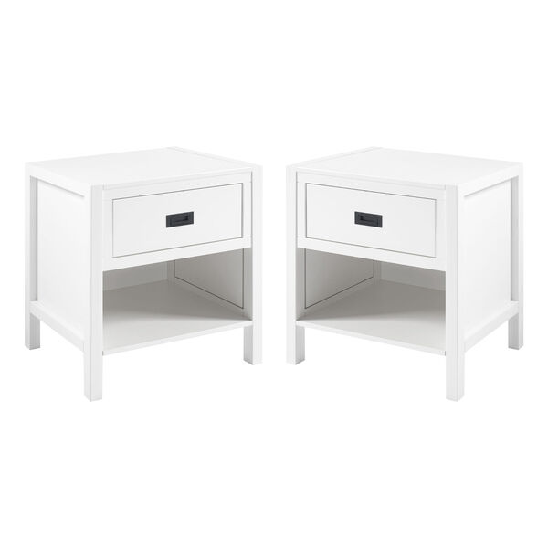 Lydia White Single Drawer Solid Wood Nightstand, Set of Two, image 1