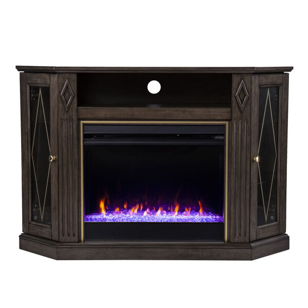 Austindale Light Brown Electric Color Changing Fireplace with Media Storage, image 2