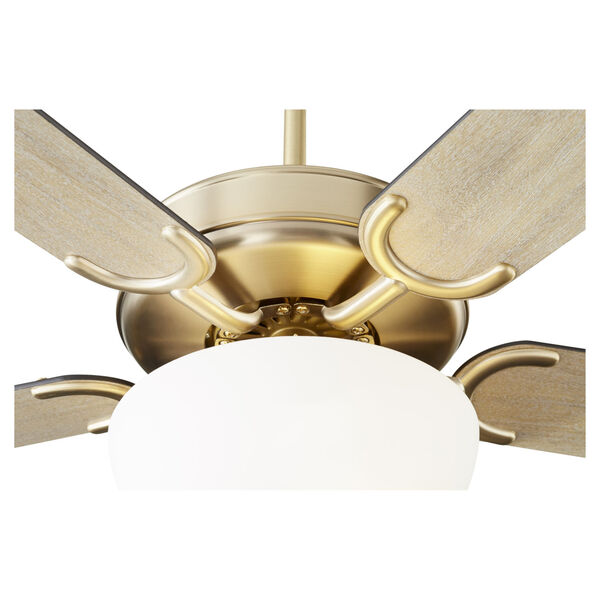 Virtue Aged Brass Two-Light 52-Inch Ceiling Fan with Satin Opal Glass Bowl, image 4