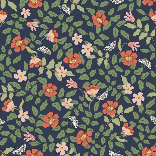 Primrose Rose and Navy Peel and Stick Wallpaper, image 2