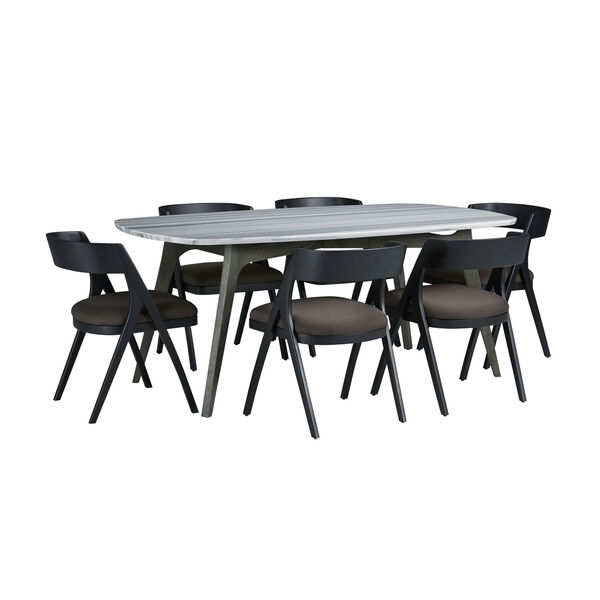 Benedict Grey Marble Top Dining Set with Calvin Chairs, image 1
