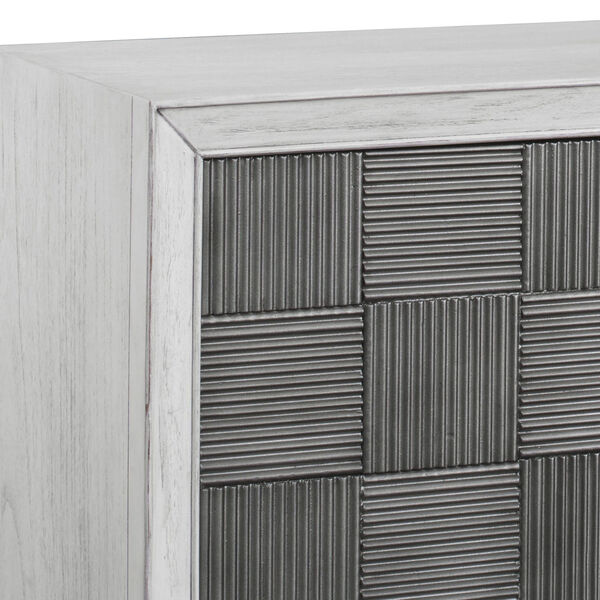 Checkerboard White and Gray Four-Door Cabinet, image 6