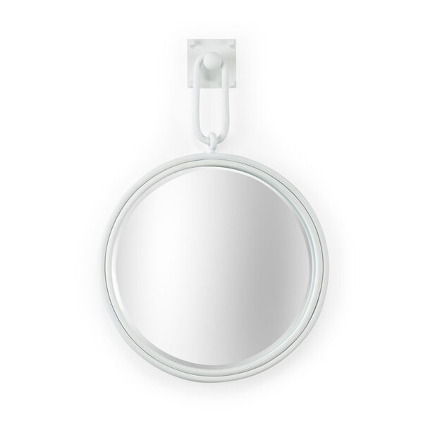 Grenada Matte White Round Wall Mirror with Iron Frame, image 1
