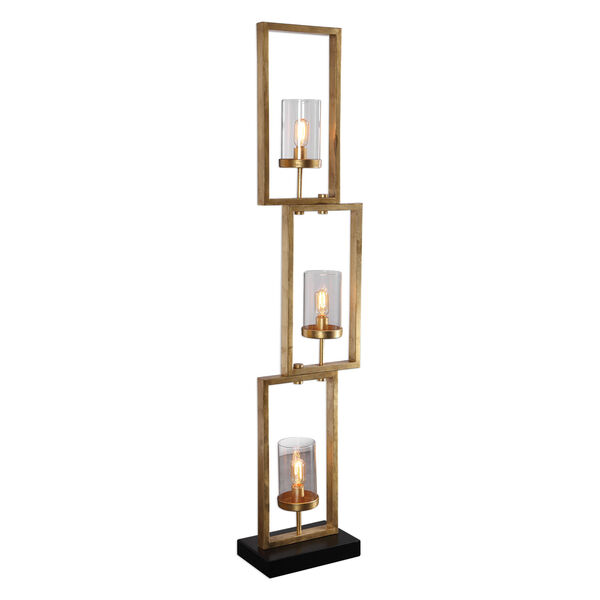 Cielo Gold Staggered Rectangles Three-Light Floor Lamp, image 1