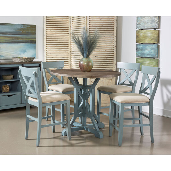 Bar Harbor Blue and Brown Round Counter Height Dining Table, image 5