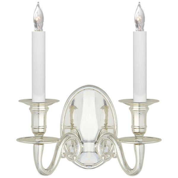 Grosvenor House Double Sconce in Polished Silver by Chapman and Myers, image 1