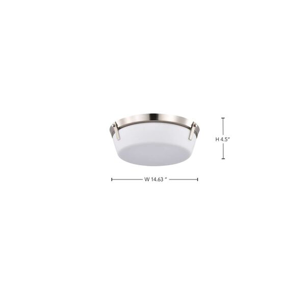 Rowen Brushed Nickel Three-Light Flush Mount with Etched White Glass, image 4
