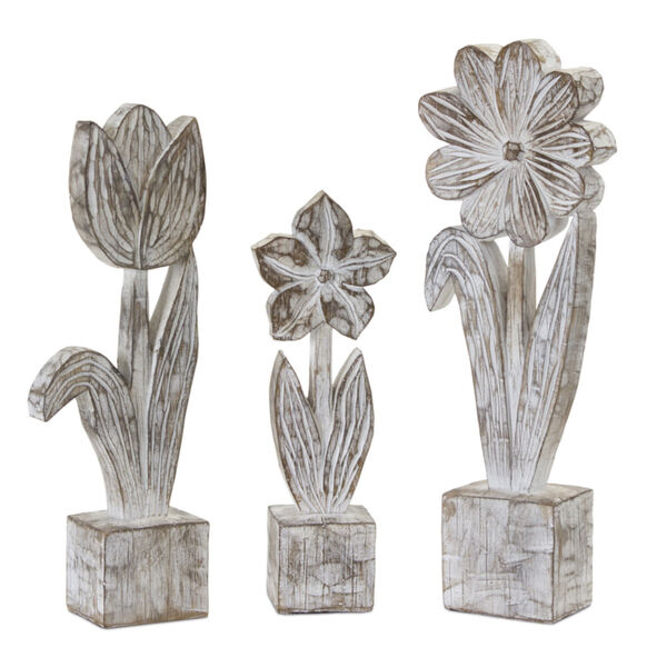 Grey and White Potted Floral, Set of 3, image 1