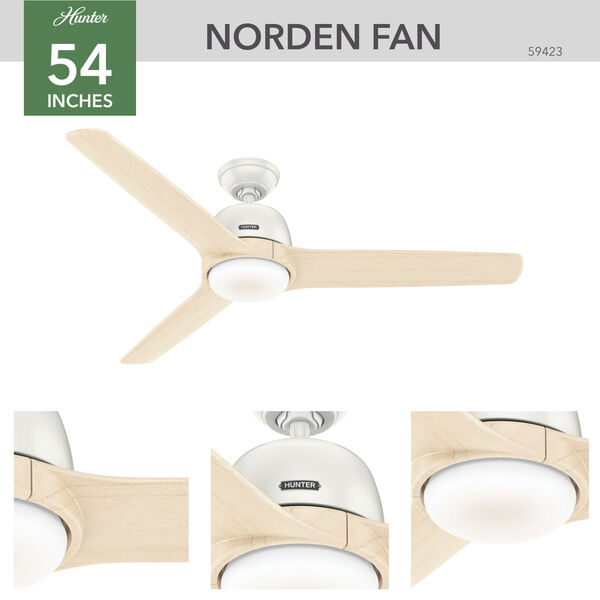 Norden Fresh White 54-Inch DC Motor LED Ceiling Fan, image 4