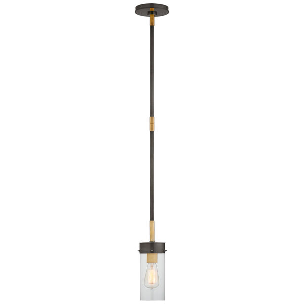 Marais Petite Pendant in Bronze and Hand-Rubbed Antique Brass with Clear Glass by Thomas O'Brien, image 1