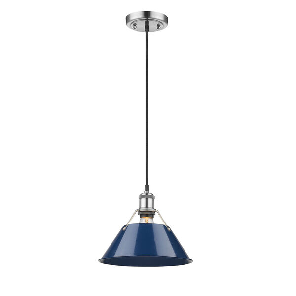 Orwell Pewter 10-Inch One-Light Mini Pendant with Navy Blue Shade, image 2