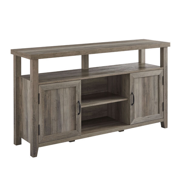 Grey Wash Grooved Door Tall TV Stand, image 1