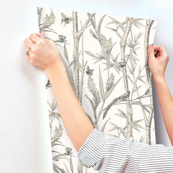 Bambou Toile White Wallpaper, image 6