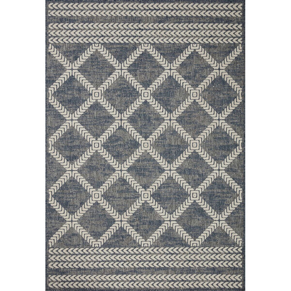 Rainier Denim and Ivory Patterned Indoor/Outdoor Area Rug, image 1