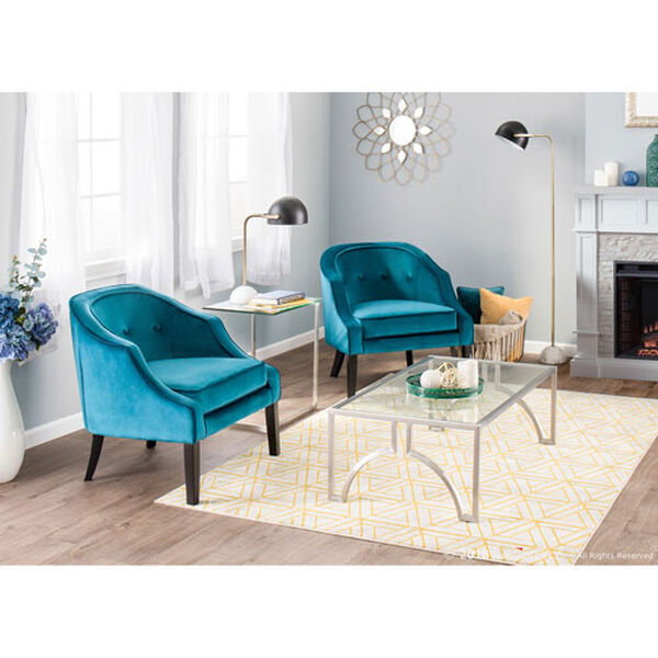 Sofia Black and Emerald Green Velvet Accent Chair, image 3