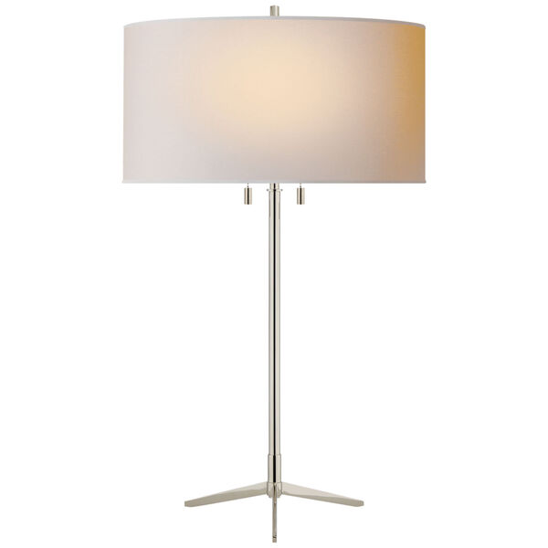 Caron Table Lamp in Polished Nickel with Natural Paper Shade by Thomas O'Brien, image 1