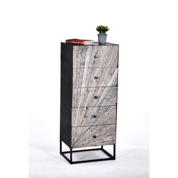 Layover Black and Gray Accent Chest with Five Drawers, image 2