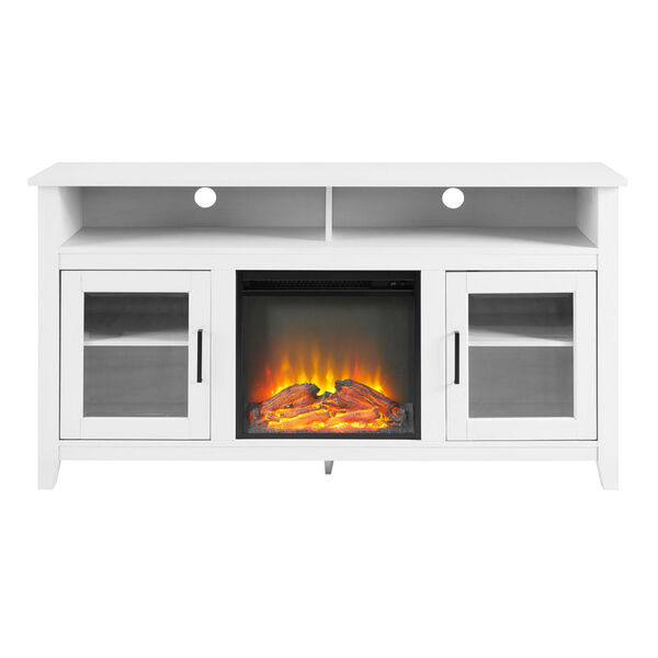 Wasatch Brushed White Fireplace TV Stand, image 2