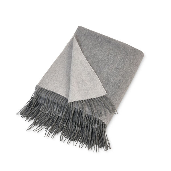 Reversible Solid Woven Cashmere Throw Blanket Gray, image 3