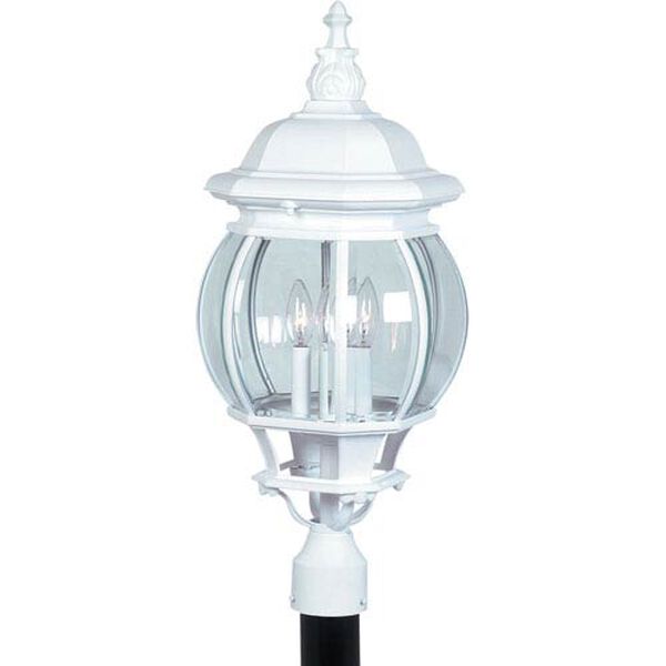 Classic Four-Light White Outdoor Post Mount Light, image 1