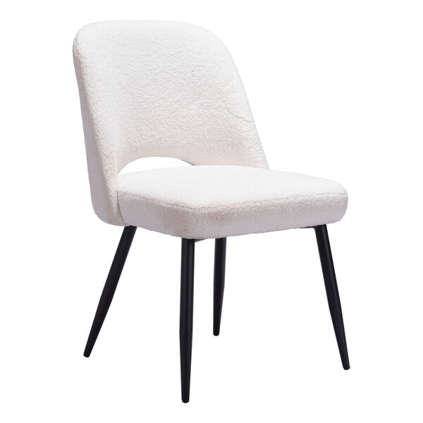 Teddy Ivory and Matte Black Dining Chair, image 1